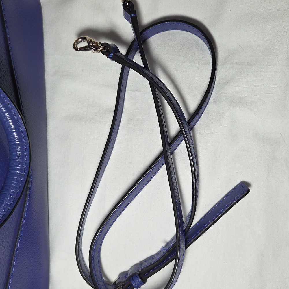 KATE SPADE NEW Royal Blue Pebbled Leather Wellesley Rachelle Satchel Purse - Picture 11 of 14